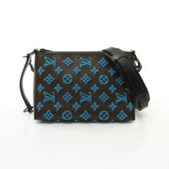 Louis Vuitton Triangle Messenger Shoulder Bag Tufted Brown Blue - Picture 1 of 8